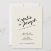 Invitation QR Code Moderne Black Cream Retro Whimsical Mariag (Devant)