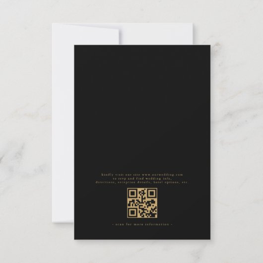 Invitation QR Code moderne Black Gold Minimal Mariage feuille (Dos)