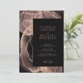 Invitation QR code moderne élégant rose or noir (Debout devant)