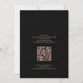 Invitation QR code moderne élégant rose or noir (Dos)