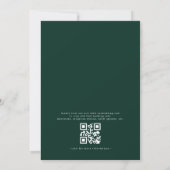Invitation QR Code moderne Emerald vert minima Mariage feuill (Dos)