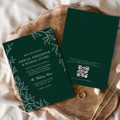 Invitation QR Code moderne Emerald vert minima Mariage feuill