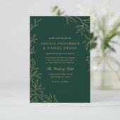 Invitation QR Code moderne Emerald vert minima Mariage feuill (Debout devant)