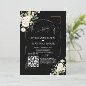 Invitation QR Code Moderne Floral Photo Calligraphie Mariage (Debout devant)