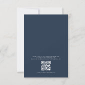 Invitation QR Code Moderne Marine Bleu Minimal Mariage feuill (Dos)