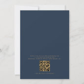 Invitation QR Code Moderne Marine Bleu Or Minimal Mariage (Dos)