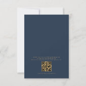 Invitation QR Code Moderne Marine Bleu Or Minimal Mariage (Dos)