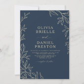 Invitation QR Code Moderne Marine Bleu Or minimal Mariage feu (Devant)