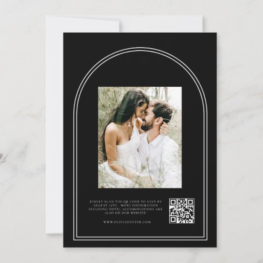 Invitation QR Code Moderne Monogramme Mariage Arche (Dos)