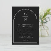 Invitation QR Code Moderne Monogramme Mariage Arche (Debout devant)
