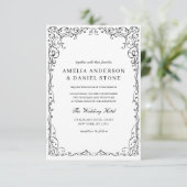 Invitation QR Code moderne noir et blanc Mariage minimal (Debout devant)