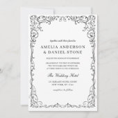 Invitation QR Code moderne noir et blanc Mariage minimal (Devant)