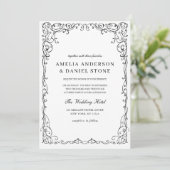 Invitation QR Code moderne noir et blanc Mariage minimal (Debout devant)