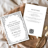 Invitation QR Code moderne noir et blanc Mariage minimal