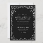 Invitation QR Code moderne noir et blanc Mariage minimal (Devant)