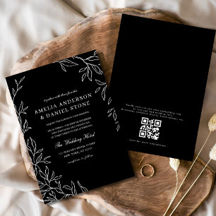 Invitation QR Code moderne noir et blanc minimaliste Mariage