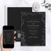 Invitation QR Code moderne noir et blanc minimaliste Mariage