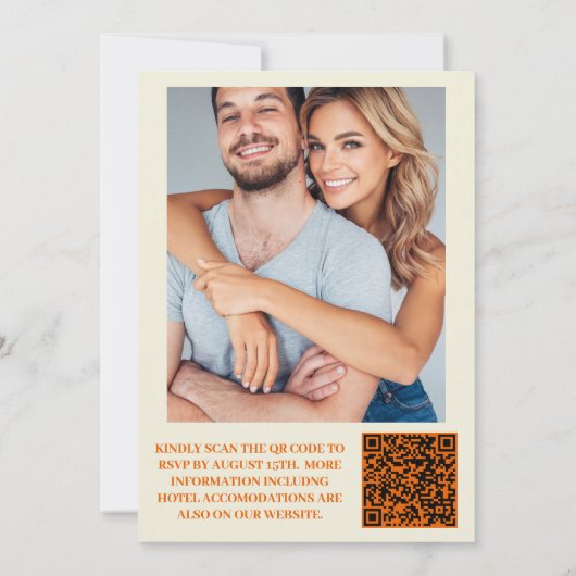 Invitation QR Code Moderne Retro 70's Daisy Mariage (Dos)