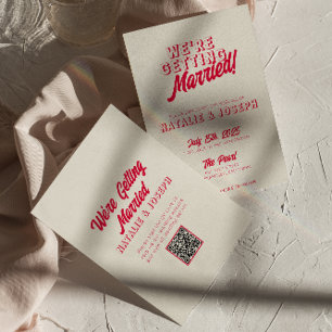 Invitation QR Code moderne rouge coloré amusant Mariage Whims