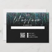 Invitation QR Code Moderne RSVP Edgy Parties scintillant Turq (Devant)