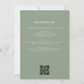 Invitation QR Code Moderne Sage Vert Minimal Mariage feuille (Dos)