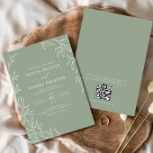 Invitation QR Code Moderne Sage Vert Minimal Mariage feuille