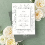 Invitation QR Code Monogramme élégant Sage Green Floral Line<br><div class="desc">Ce "Faire-part de mariage Floral Verte Monogram Sage de code QR" est l'exemple de sophistication et de style intemporel, offrant un mélange harmonieux d'élégance traditionnelle et de commodité moderne. L'impressionnante ligne fleurie Sage Green encadrant l'invitation renforce sa beauté minimaliste, tandis que le monogramme au sommet ajoute une touche personnalisée et...</div>