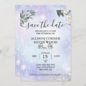 Invitation QR Code Neige Bois Végétation Mariage d'hiver (Devant / Derrière)