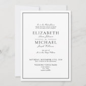 Invitation QR Code noir et blanc Mariage de script classique (Devant)