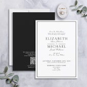 Invitation QR Code noir et blanc Mariage de script classique