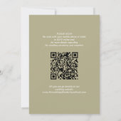 Invitation QR code noms simples script sauge mariage vert (Dos)