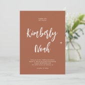 Invitation QR code noms simples script terracotta mariage (Debout devant)