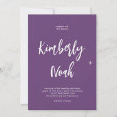 Invitation QR code noms simples script violet mariage (Devant)