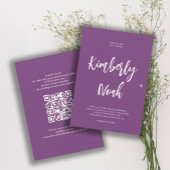 Invitation QR code noms simples script violet mariage