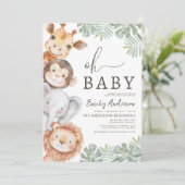 Invitation QR Code Oh Baby Safari Baby shower animal garçon (Debout devant)