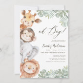 Invitation QR Code Oh Boy Safari Baby shower animal garçon (Devant)