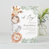 Invitation QR Code Oh Boy Safari Baby shower animal garçon (Debout devant)