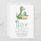 Invitation QR Code Oh Garçon Dinosaur Baby Boy Douche (Devant)