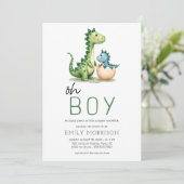 Invitation QR Code Oh Garçon Dinosaur Baby Boy Douche (Debout devant)