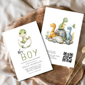 Invitation QR Code Oh Garçon Dinosaur Baby Boy Douche