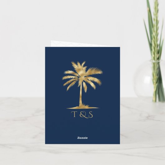 Invitation QR Code Palm Tree Passport Style Wedding (Dos)