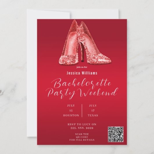 Invitation QR CODE Parties scintillant rouge Chaussures Bache (Devant)