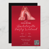 Invitation QR CODE Parties scintillant rouge Chaussures Bache (Devant / Derrière)