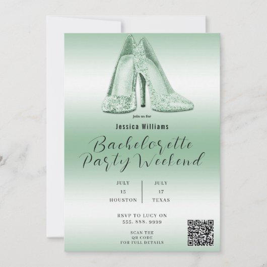 Invitation QR CODE Parties scintillant verte Chaussures Bache (Devant)