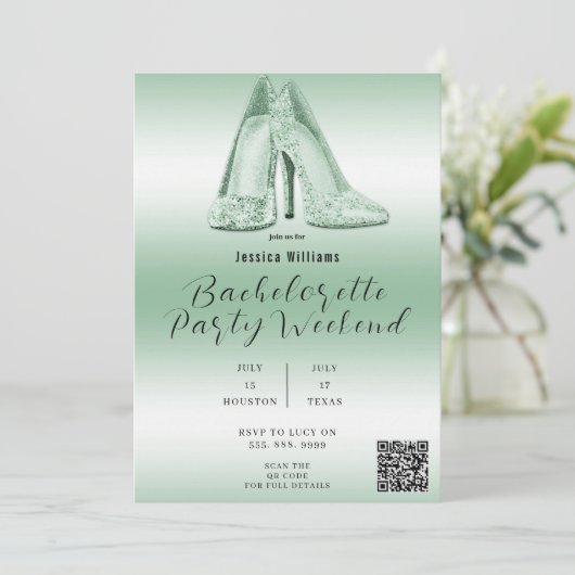 Invitation QR CODE Parties scintillant verte Chaussures Bache (Debout devant)