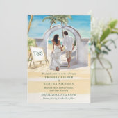 Invitation QR Code Passeport Boho Beach Mariage Destination (Debout devant)