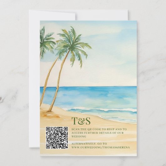 Invitation QR Code Passeport Boho Beach Mariage Destination (Dos)