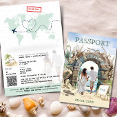 Invitation QR Code Passport Beach Mariage Destination
