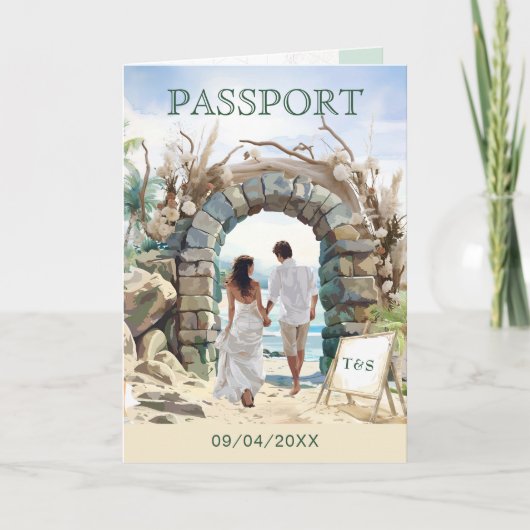 Invitation QR Code Passport Beach Mariage Destination (Devant)