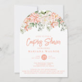 Invitation QR Code Peach Floral Couples Douche (Devant)